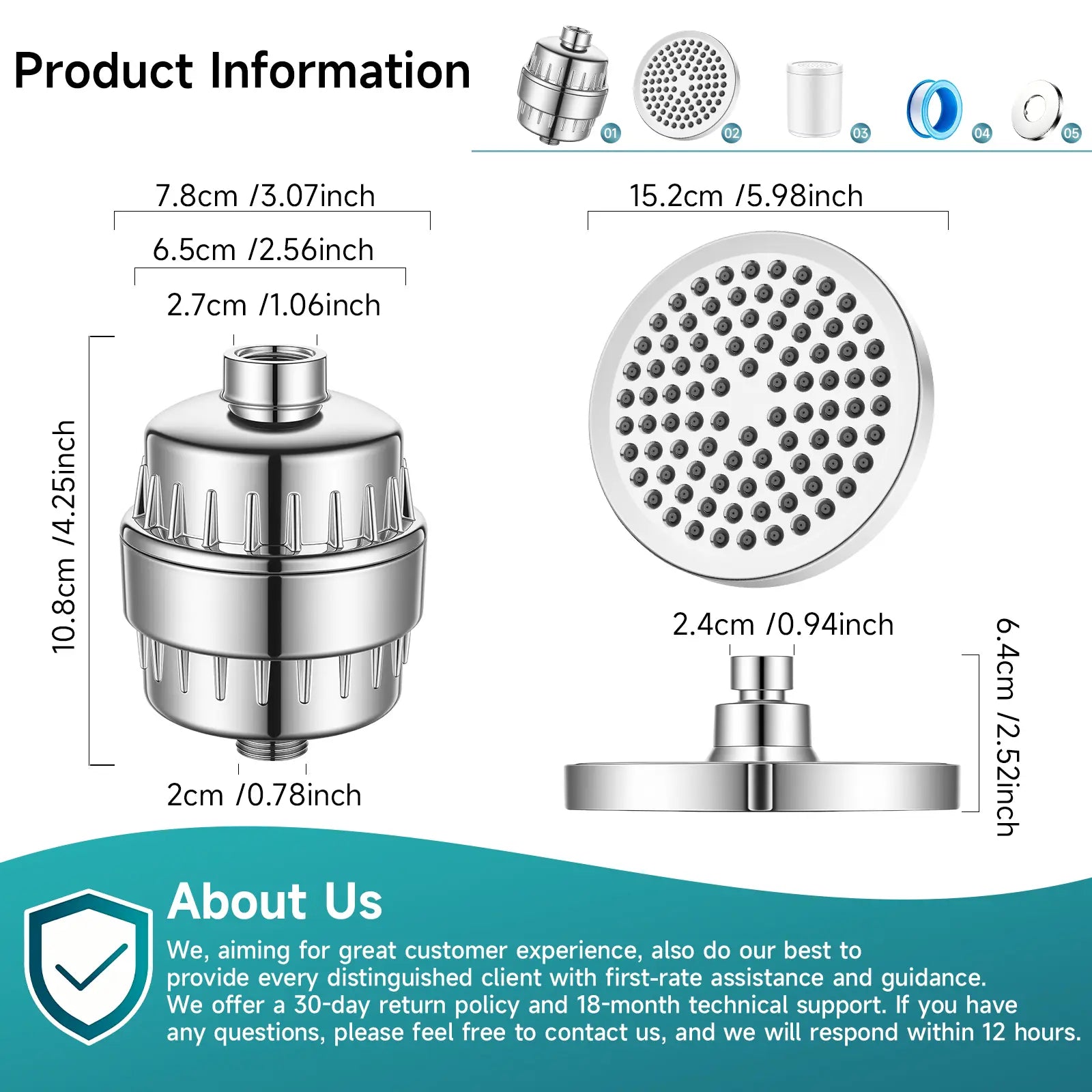 Luxurious 20-Stage High Pressure Shower Head